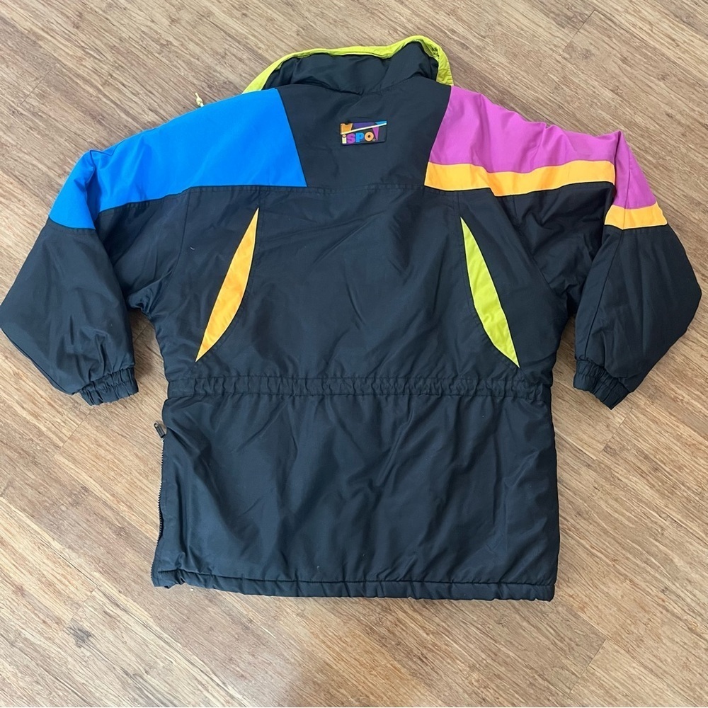 Vintage ISPO Colorblock Ski Jacket Retro 80s 90s Neon Hooded Winter Coat, Sz L - Picture 5 of 8